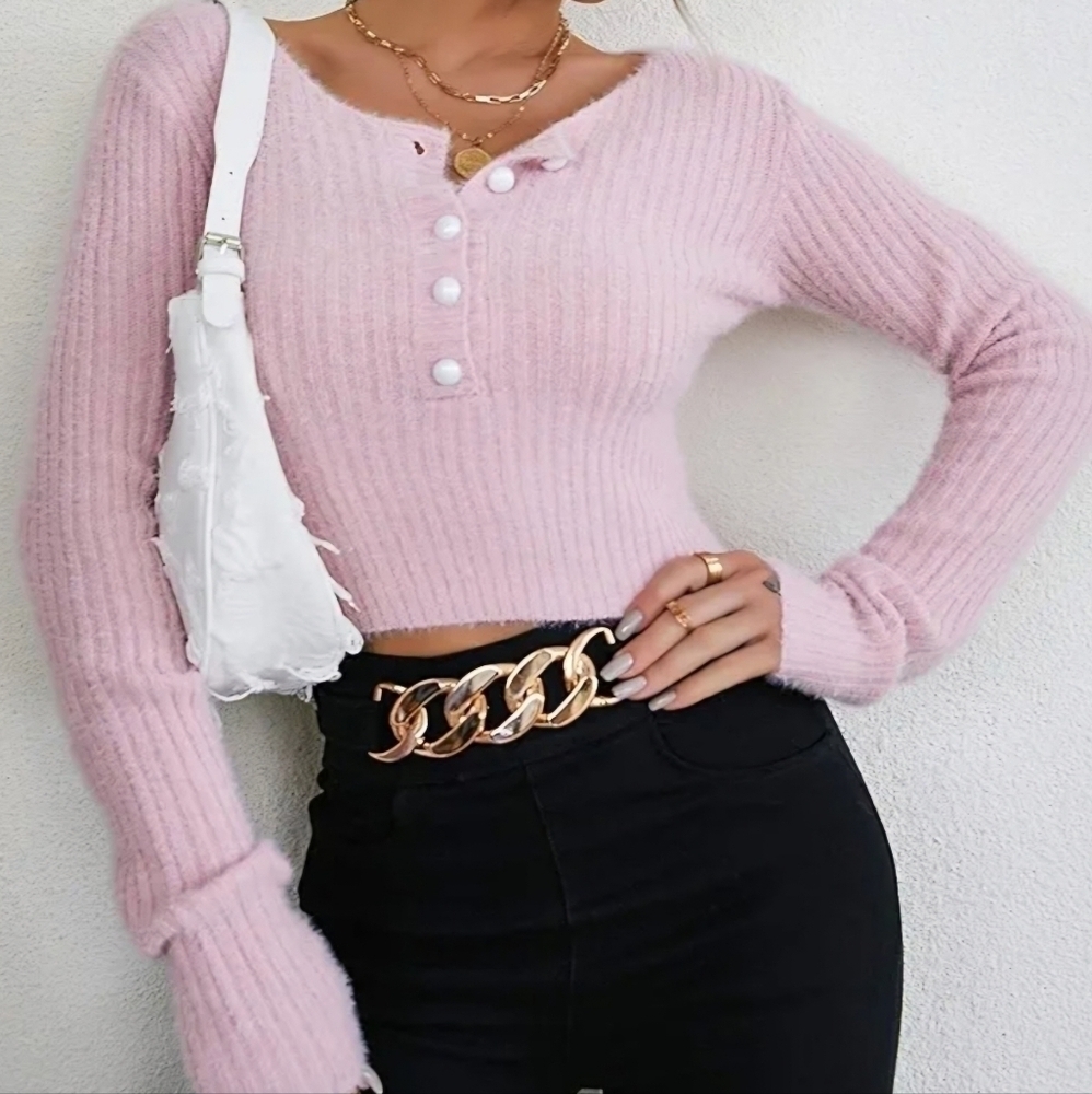 Shein Cropped Cardigan Soft Pink Size Small